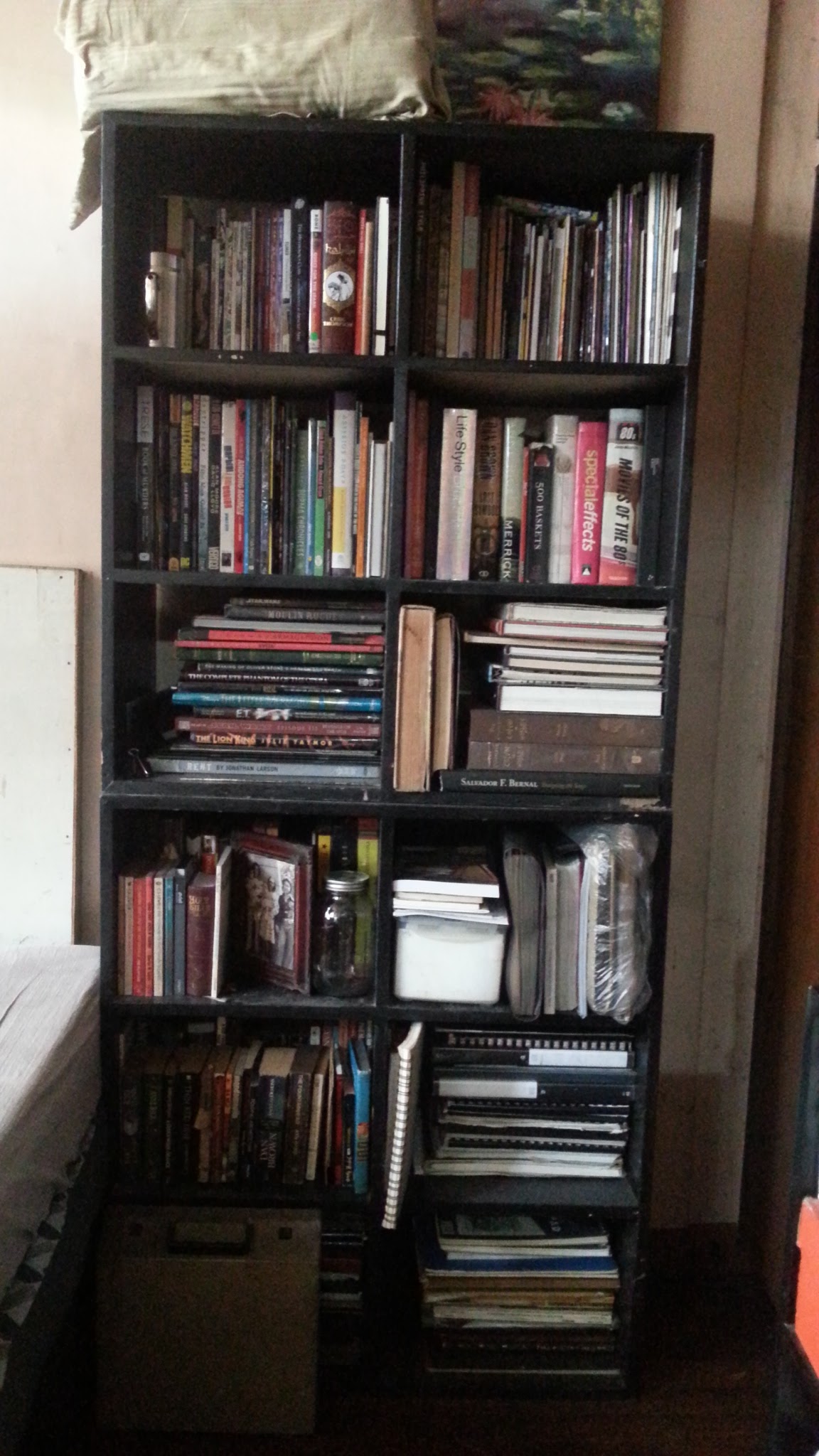 selected books on display. maybe in a month ill go through them again and throw out more.
